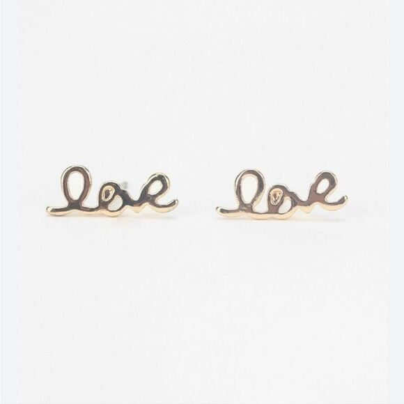 Urban Outfitters Love Stud Earrings Gold Tone - Picture 2 of 3